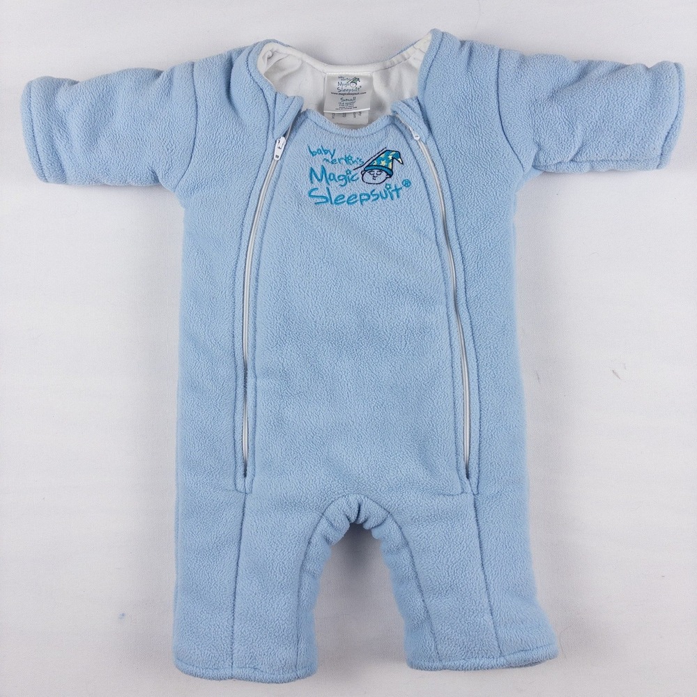 Baby Merlin Magic Sleepsuit Baby Small 3-6 Months Blue Fleece Swaddle Transition